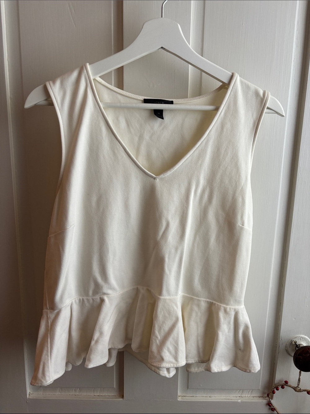 J. Crew Cream Sleeveless Peplum V-Neck Tank never worn